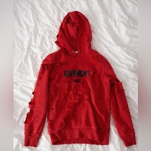 Givenchy Red Distressed Logo Hoodie XS